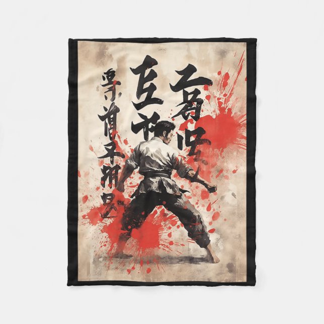 Cobertor De Velo Kyokushin Karate Japanese Calligraphy Martial Arts (Frente)