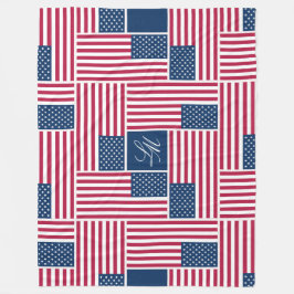 Cobertor De Velo L Monograma Bandeira Americana Patriótica American