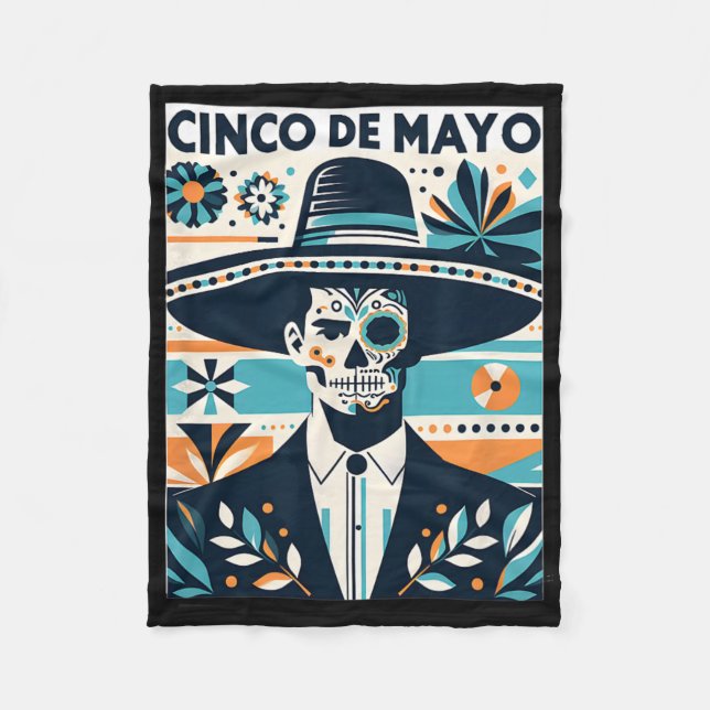 Cobertor De Velo La Catrina Cinco de Mayo Men's Fiesta (Frente)