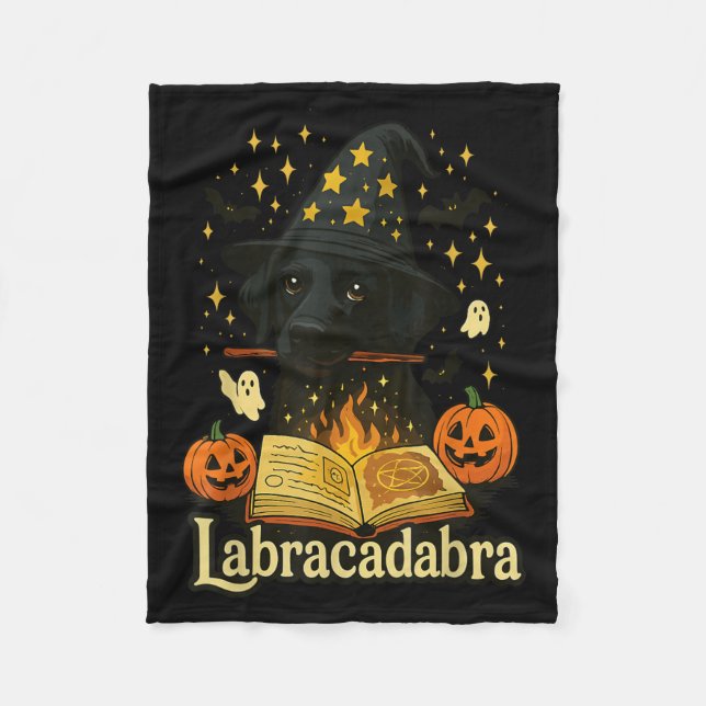 Cobertor De Velo Labracadabra Labrador Preto Feiticeiro Halloween (Frente)