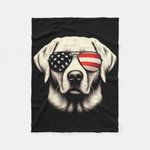 Cobertor De Velo Labrador Bandeira Americana Óculos de Sol 4 de Jul