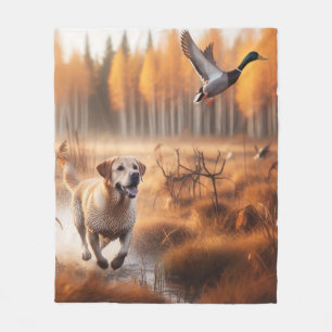 Cobertor De Velo Labrador/cão na caça ao pato de outono