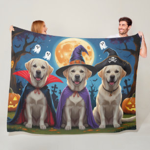 Cobertor De Velo Labrador Dogs Pumpkin Halloween Engraçado