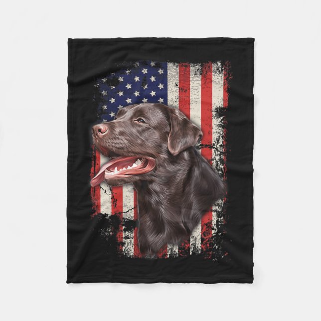 Cobertor De Velo Labrador Labs Bandeira Patriótica Americana 4 De J (Frente)