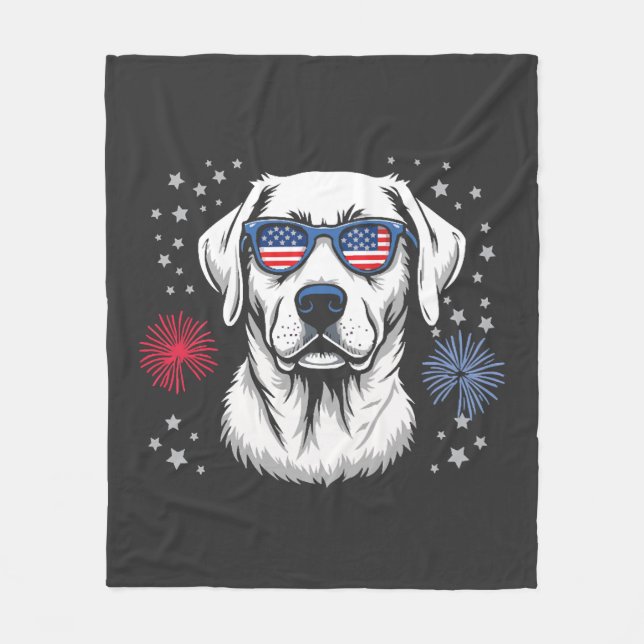 Cobertor De Velo Labrador Patriótico com Óculos de Sol EUA (Frente)