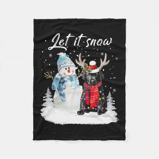 Cobertor De Velo Labrador Pup Papais noeis Cachorro Natal Snowman X (Frente)