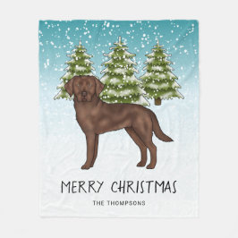 Cobertor De Velo Labrador Retriever Chocolate Azul Natal Nevado