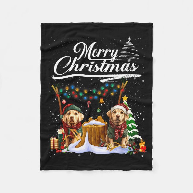 Cobertor De Velo Labrador Retriever Christmas Tree Decorations Dog  (Frente)