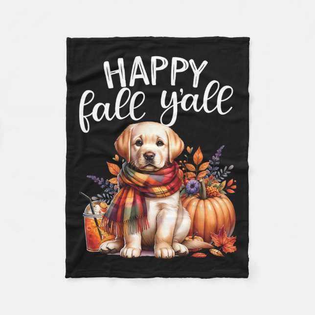 Cobertor De Velo Labrador Retriever Dog Pumpkin Spice Happy Fall Ya (Frente)