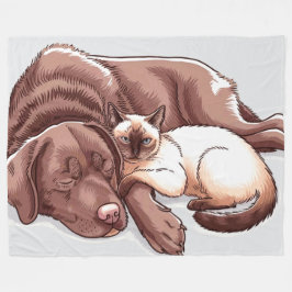 Cobertor De Velo Labrador Retriever Dog Siamese Cat Fleece Blanket