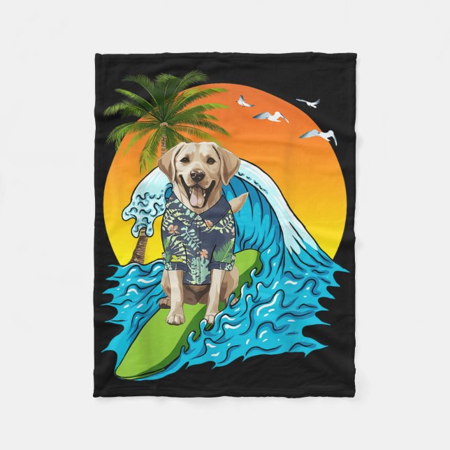 Cobertor De Velo Labrador Retriever Dog Surfing Hawaii Sumam (Frente)