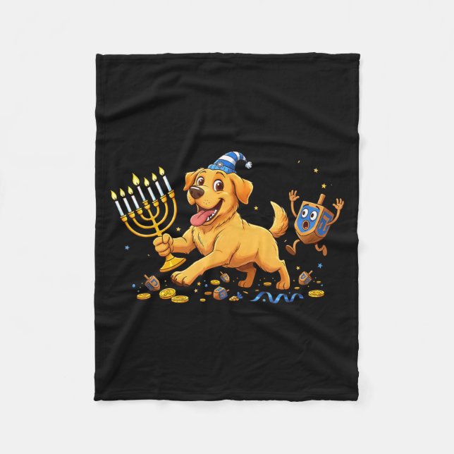 Cobertor De Velo Labrador Retriever Dreidel Menorah Hanukkah Kids W (Frente)