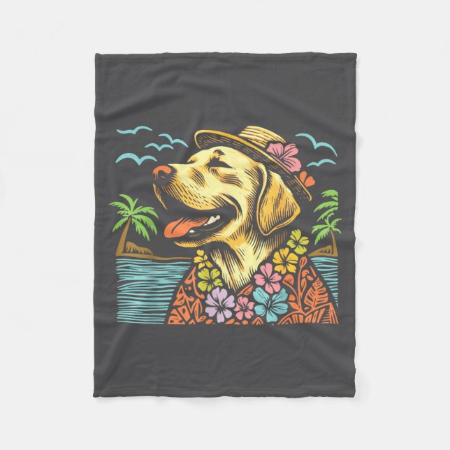 Cobertor De Velo Labrador Retriever Floral Trocal Summer Vibes Hawa (Frente)