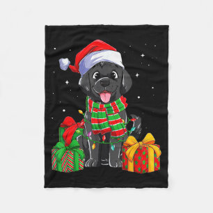 Cobertor De Velo Labrador Retriever Preto Luzes de Natal Xmas Lab