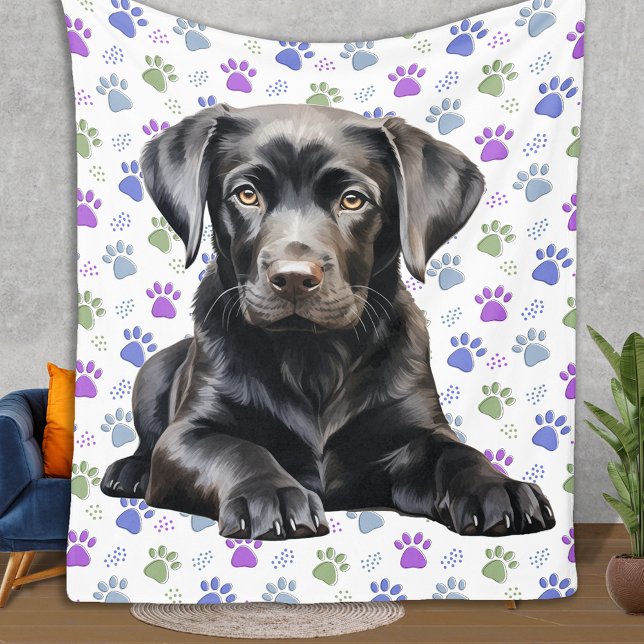 Cobertor De Velo Labrador Retriever Puppy Colorful Paw Prinkog (Criador carregado)