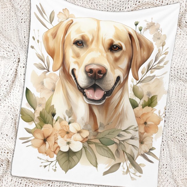 Cobertor De Velo Labrador Retriever Vintage Cão Floral (Criador carregado)