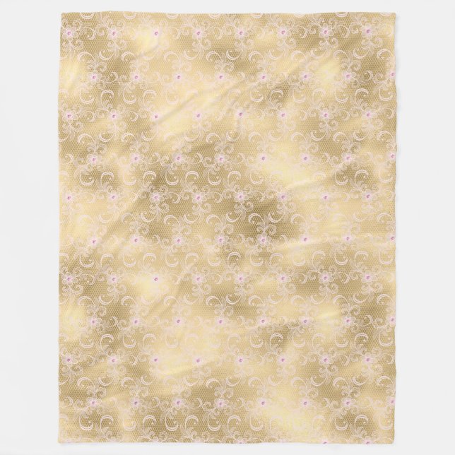 Cobertor De Velo Lace Floral Dourado e rosa elegante (Frente)