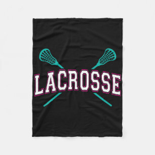 Cobertor De Velo Lacrosse Crosssed Sticks Lax Girly Teal Pink Head