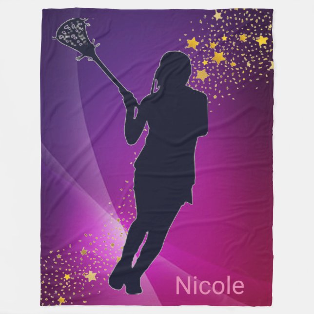 Cobertor De Velo Lacrosse Dourada Stars Purple Fleece Blanket (Frente)