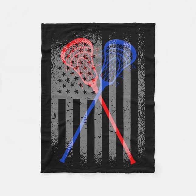 Cobertor De Velo Lacrosse Lax American Flag 1 (Frente)