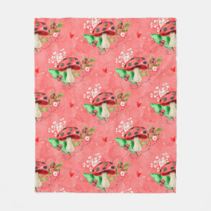 Cobertor De Velo Ladybug Rosa E Padrão De Cogumelo