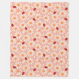 Cobertor De Velo Ladybugs and Daisies Fleece Blanket