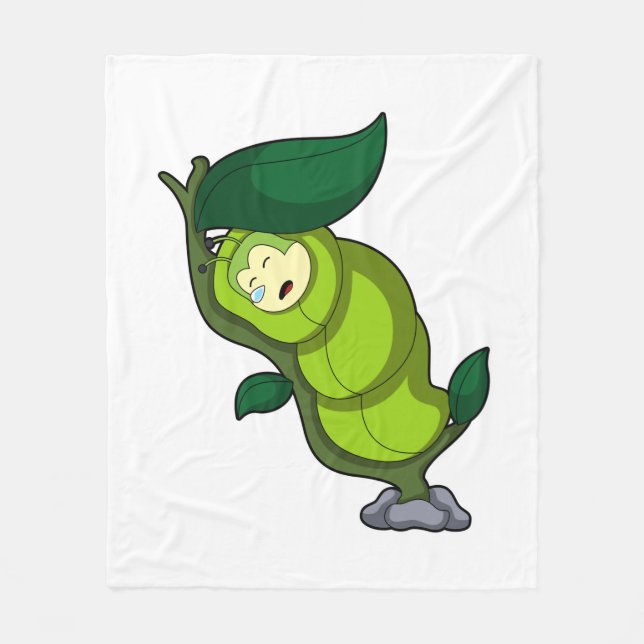 Cobertor De Velo Lagarta dormindo com folhas (Frente)