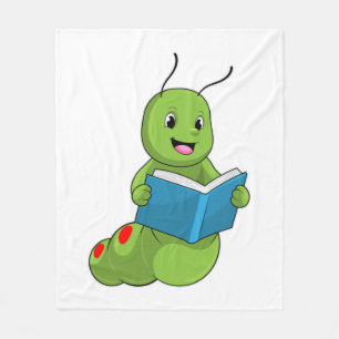 Cobertor De Velo Lagarta em Leitura com Livro