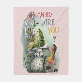 Cobertor De Velo Lagarta rosa-branca em Alice na Arte Maravilha