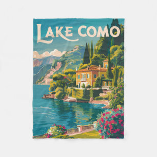 Cobertor De Velo Lago Como Painterly Viagem Art Vintage