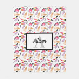 Cobertor De Velo Lâmpadas Cute Lipstick de Monograma Girly Chic