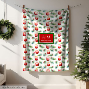 Cobertor De Velo Lança-presente de monograma verde vermelho-aquoso 
