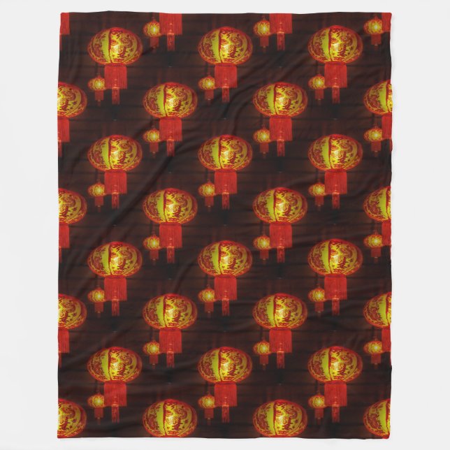 Cobertor De Velo Lanternas Chinesas Tradicionais - Padrão Sem Costu (Frente)