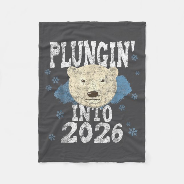 Cobertor De Velo Lar Bear Plunge - Plungin' Into 2026 New Year Cold (Frente)