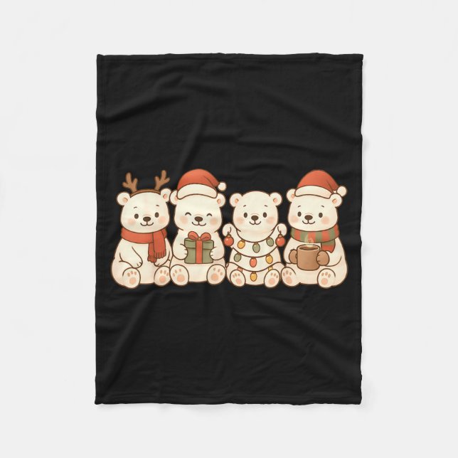 Cobertor De Velo Lar Bears Kids Boys Girls Christmas Lar Bears  (Frente)