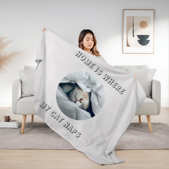 Cobertor De Velo Lar é onde meu gato tira fotos personalizadas (Criador carregado)