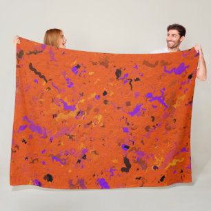 Cobertor De Velo Laranja, Amarelo, Roxo e Abstrato preto