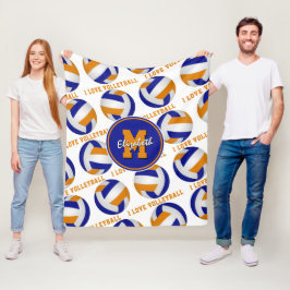 Cobertor De Velo laranja azul, adoro vôlei e sala de esportes