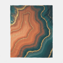 Cobertor De Velo Laranja Azul e Inspirado em Geodo Dourado