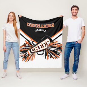 Cobertor De Velo Laranja, Branco & Preto - Para uma Cheerleader 📣