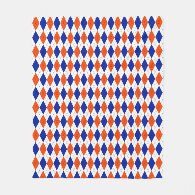 Cobertor De Velo Laranja e Blue Diamond Argyle (Frente)