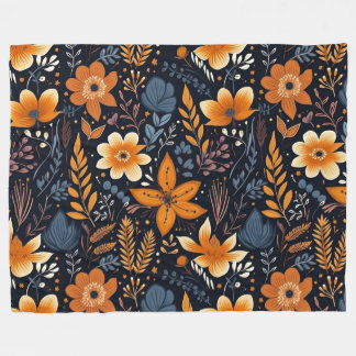 Cobertor De Velo Laranja Floral Boho outono Preto