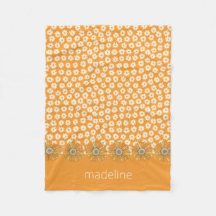 Cobertor De Velo Laranja Floral retroativa 70s