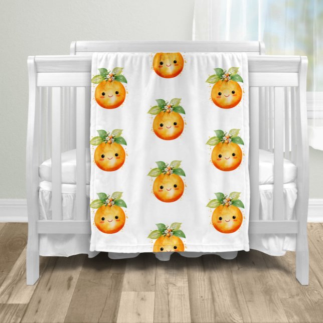 Cobertor De Velo Laranja Little Cutie Citrus (Adorable little cutie tangerine orange sweet face baby blanket. )