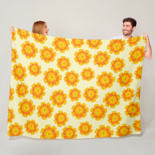 Cobertor De Velo Laranja Marigolds Botânico Floral Ilustrado À Mão