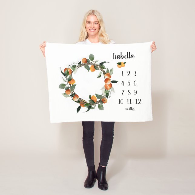 Cobertor De Velo Laranja Rapariga Milestone Blanket, Laranjas Bab M (In Situ)