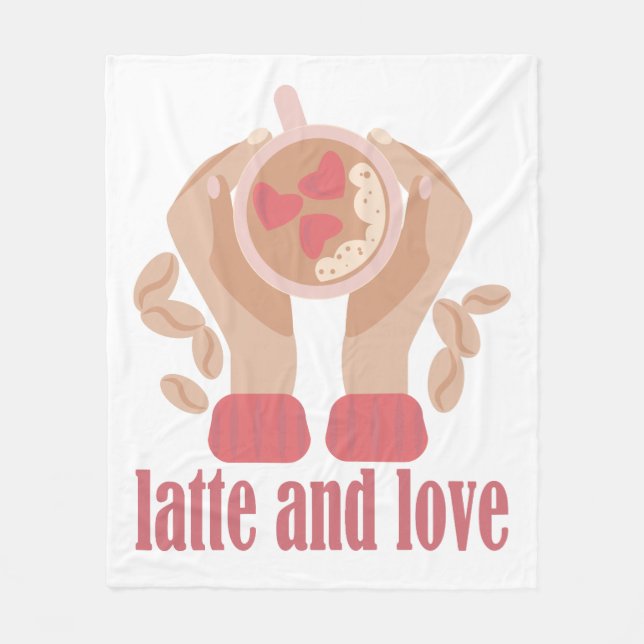Cobertor De Velo Latite e xícara de amor, mãos e café (Frente)