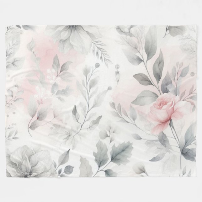 Cobertor De Velo Lavagem Floral Rosa Suave (Frente (Horizontal))