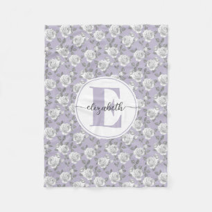 Cobertor De Velo Lavanda de Monograma rosa