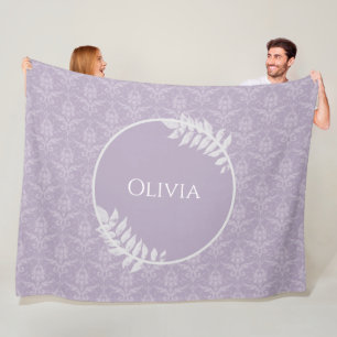 Cobertor De Velo Lavanda Elegante Damask Personalizado